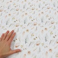 Puuvilla-lycra Ribbitrikoo: Boho bohemian floral, valkoinen, hento vaaleanpunainen