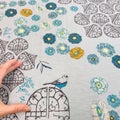 Digi Viskoositrikoo: In the Garden, meleerattu murrettu vaaleansininen