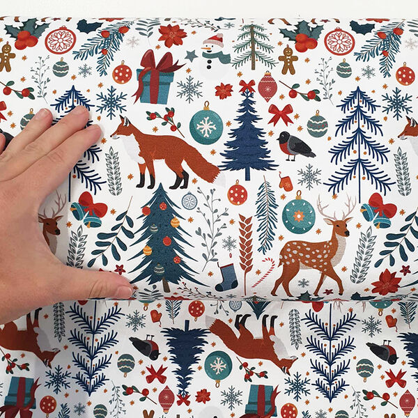 GOTS Luomu Digitrikoo: Joulumetsä, valkoinen