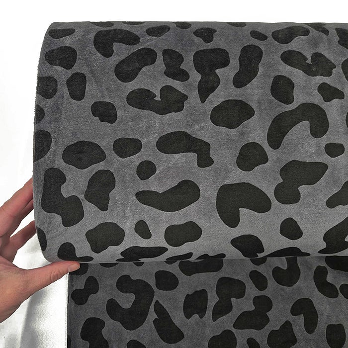 Kuviollinen velour: Harmaa-musta ISO leopardi