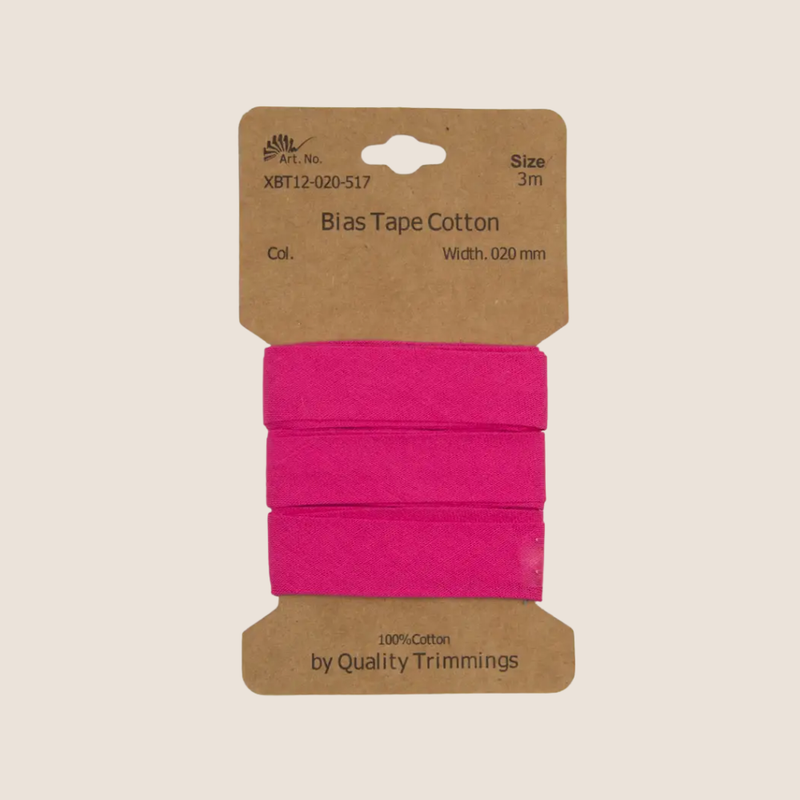 Kudottu puuvillainen kanttinauha 2cm x 3m: Pinkki