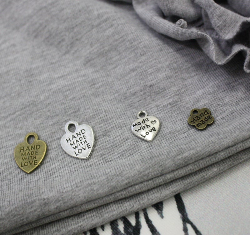 Metalliriipussetti 10 kpl: MINI Kukka Hand Made antiikkipronssi