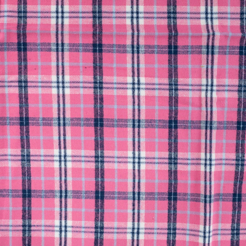Kudottu keskipaksu flanelli, 100 % puuvilla: Ruudut, pinkki-tummansini