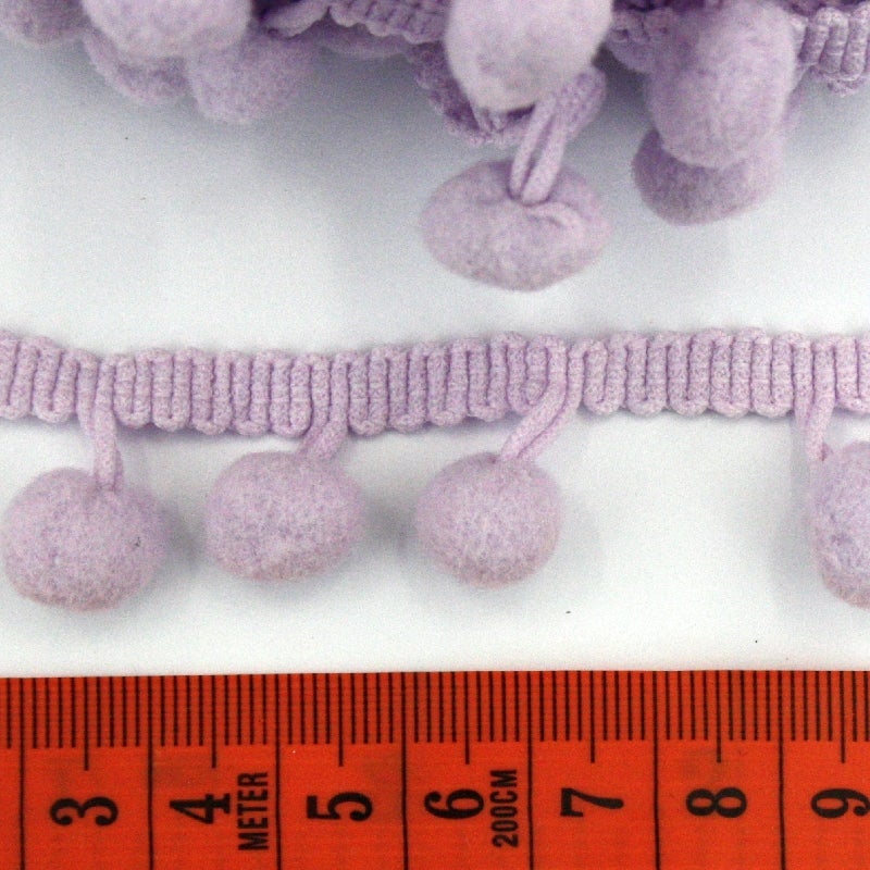 Reunanauha Pom Pom, vaalea liila 2 cm x 1 m